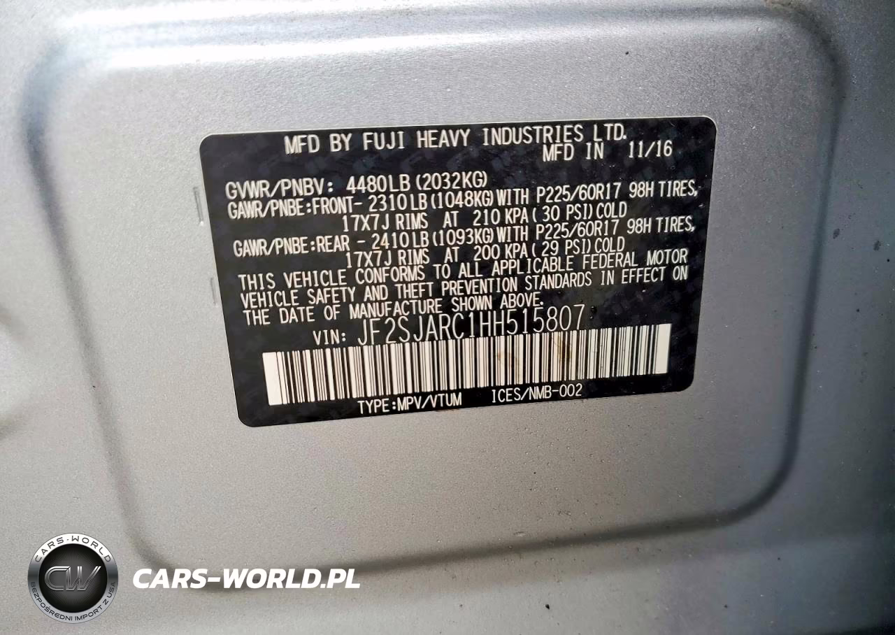 2017 Subaru Forester 2.5I Limited VIN:JF2SJARC1HH515807 - 14