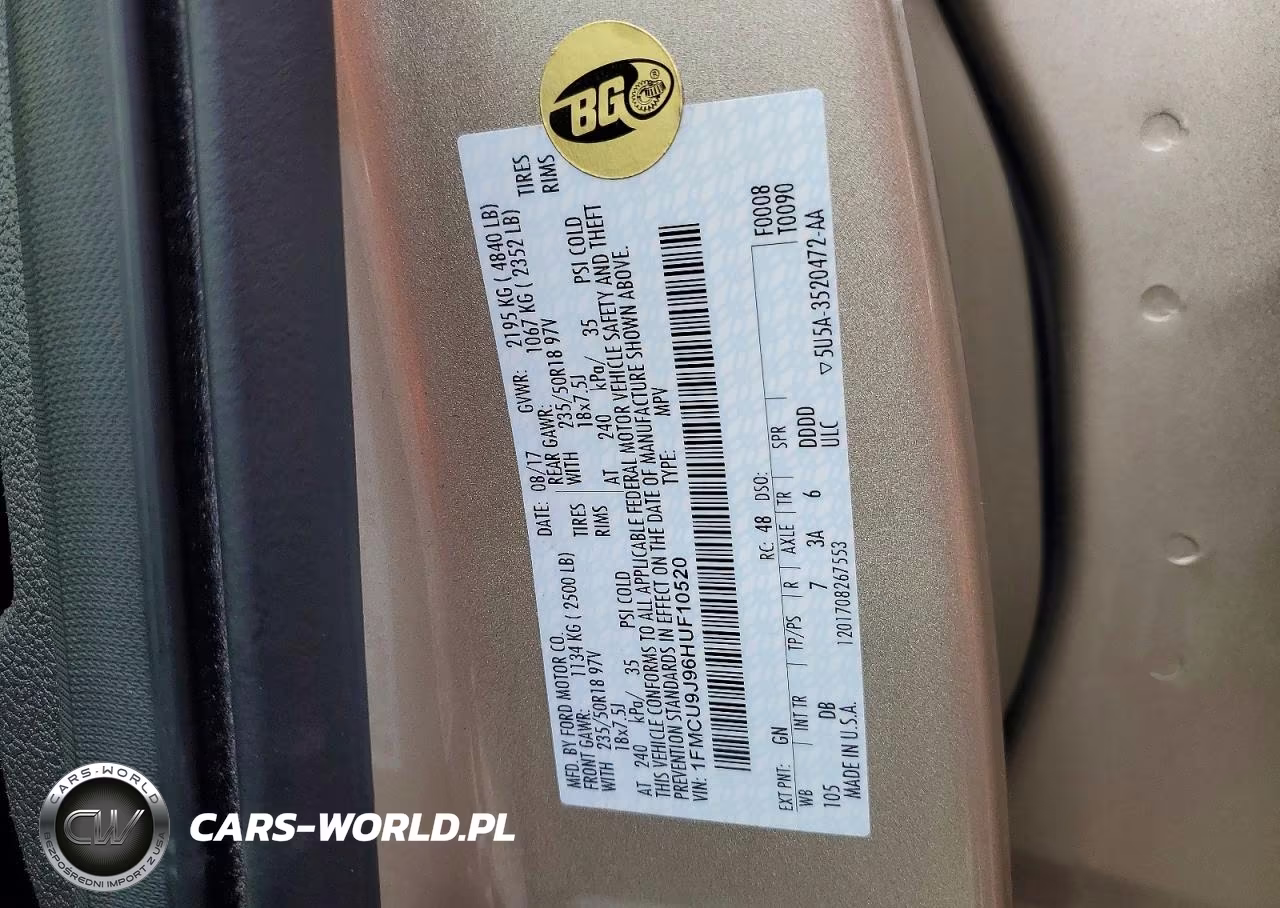 2017 Ford Escape Titanium VIN:1FMCU9J96HUF10520 - 13