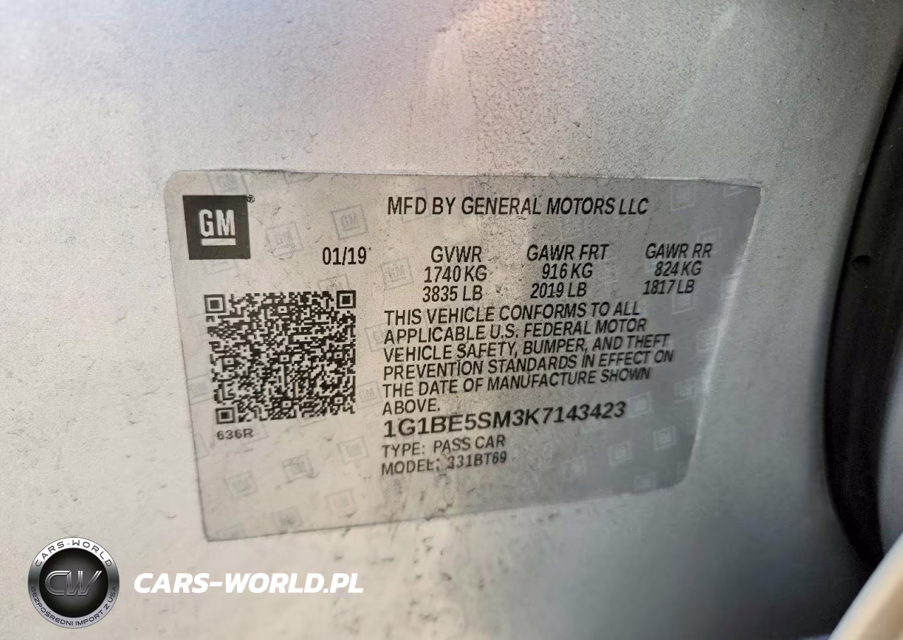 2019 Chevrolet Cruze Lt VIN:1G1BE5SM3K7143423 - 12