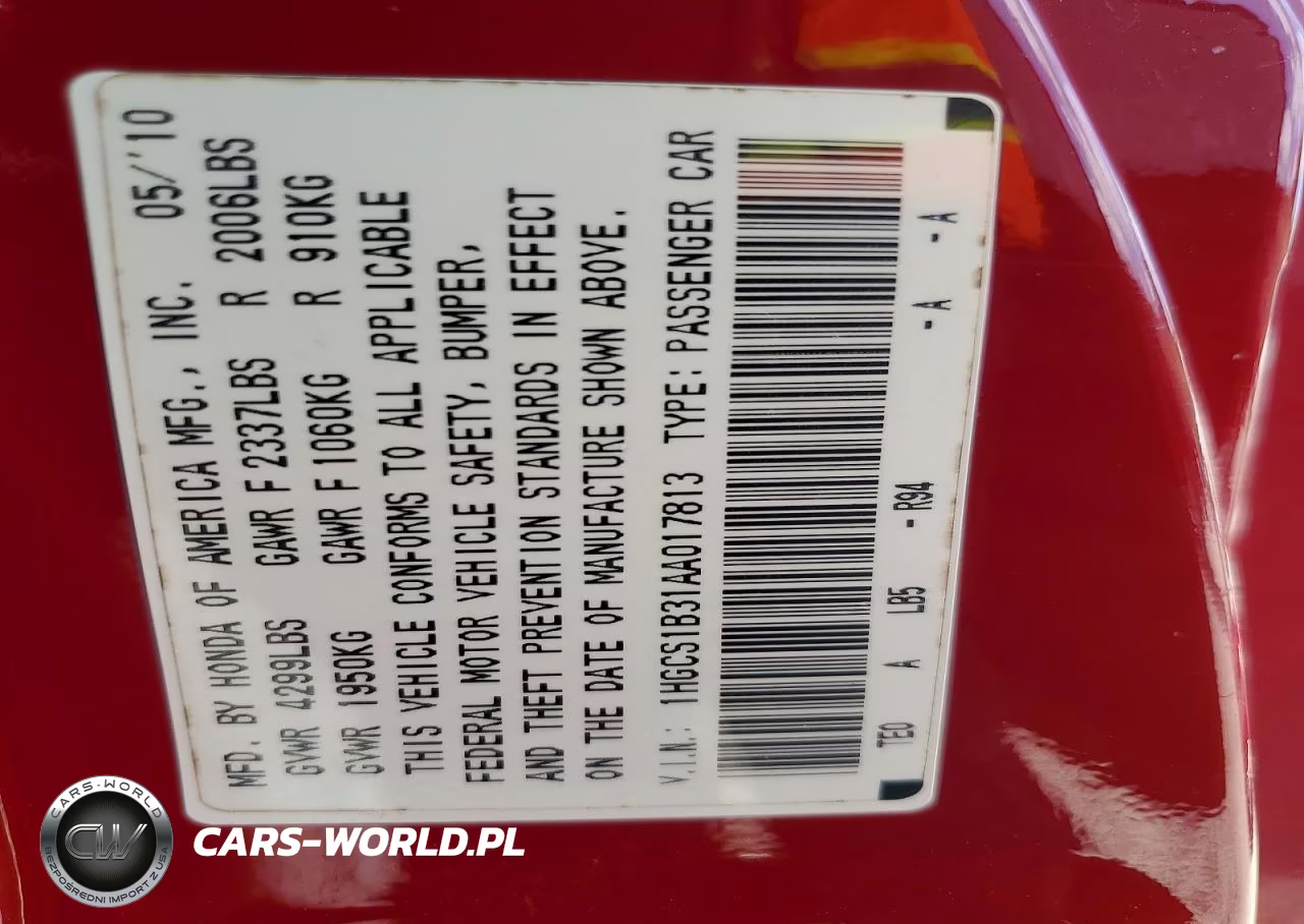 2010 Honda Accord Lx VIN:1HGCS1B31AA017813 - 13
