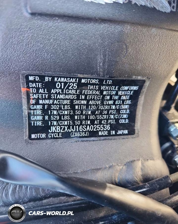 2025 Kawasaki Zx636 K VIN:JKBZXJJ16SA025536 - 8