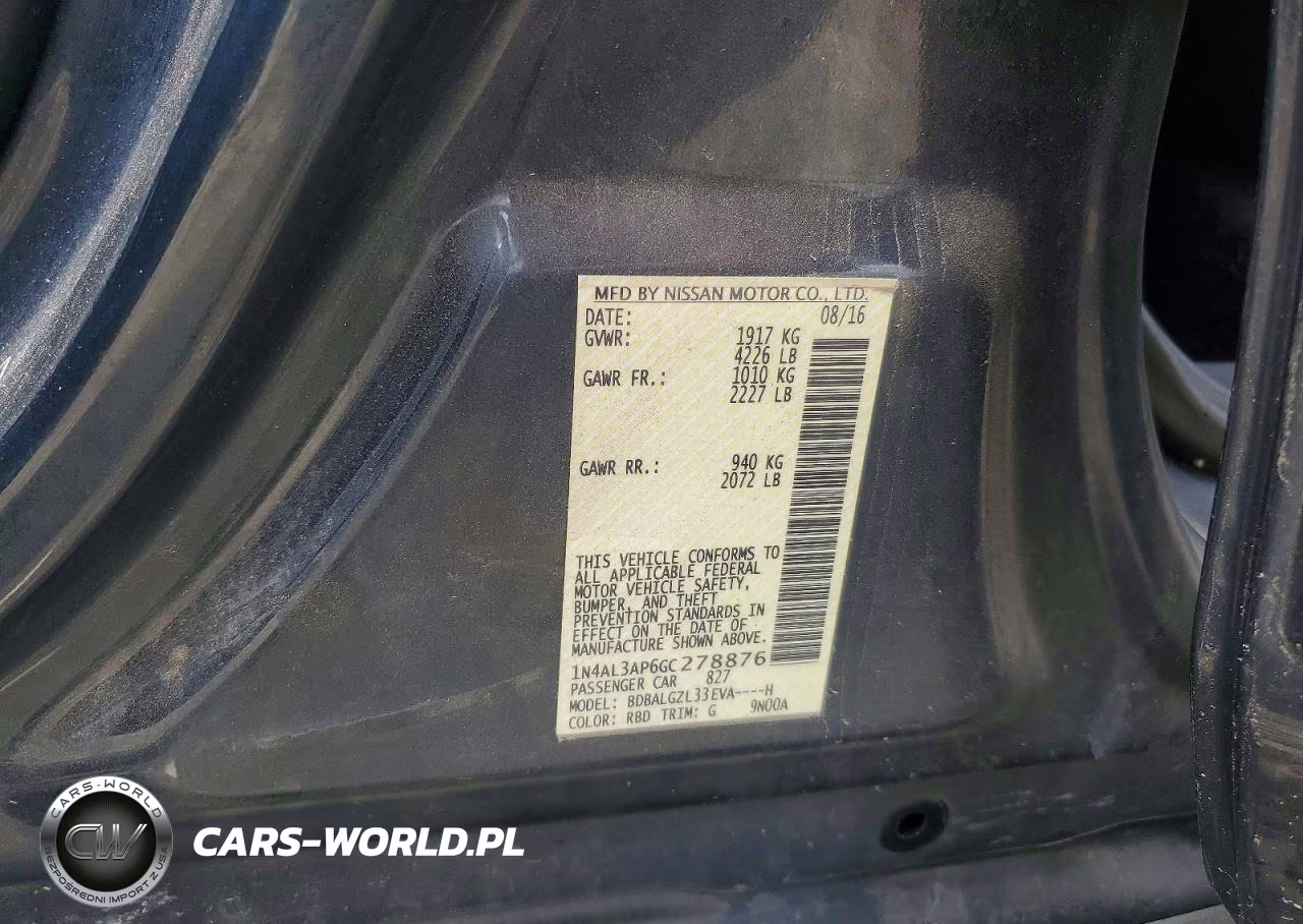 2016 Nissan Altima 2.5 S VIN:1N4AL3AP6GC278876 - 12