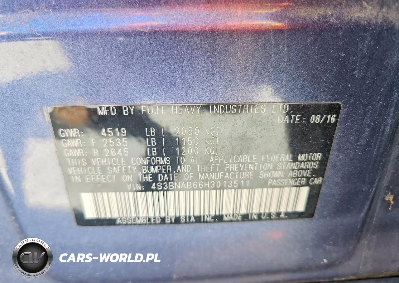 2017 Subaru Legacy 2.5I VIN:4S3BNAB66H3013511 - 12