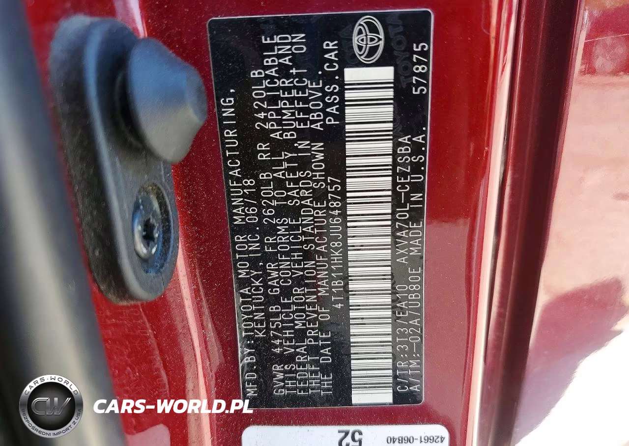 2018 Toyota Camry Se VIN:4T1B11HK8JU648757 - 12