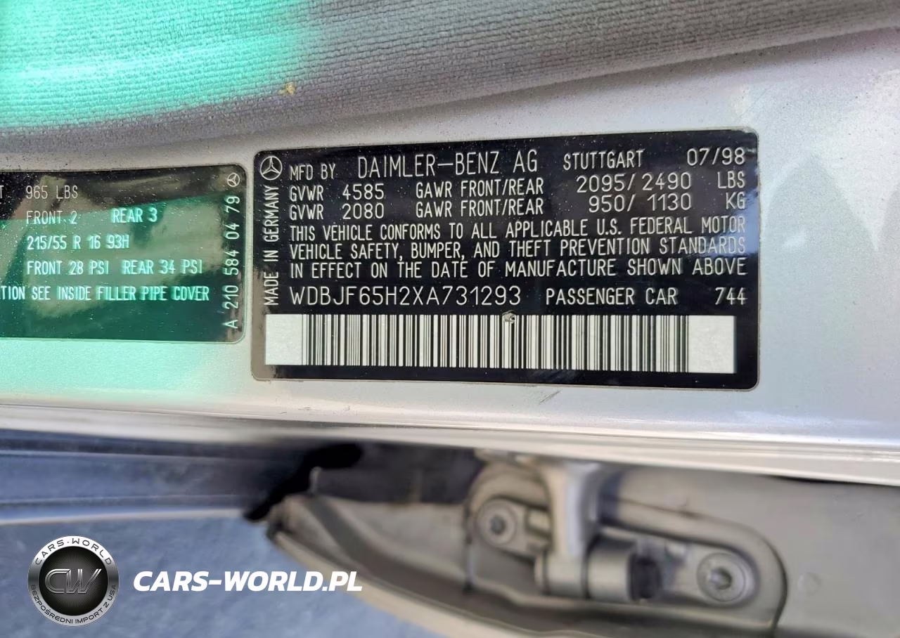 1999 Mercedes-Benz E 320 VIN:WDBJF65H2XA731293 - 12