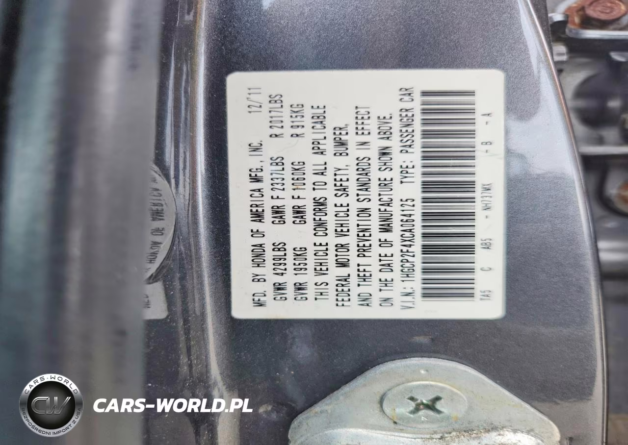 2012 Honda Accord Lxp VIN:1HGCP2F4XCA064125 - 12