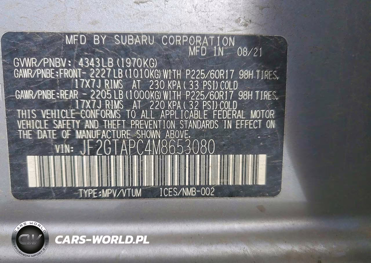 2021 Subaru Crosstrek Premium VIN:JF2GTAPC4M8653080 - 12