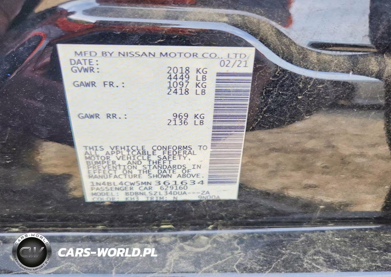 2021 Nissan Altima Sr VIN:1N4BL4CW5MN361634 - 12