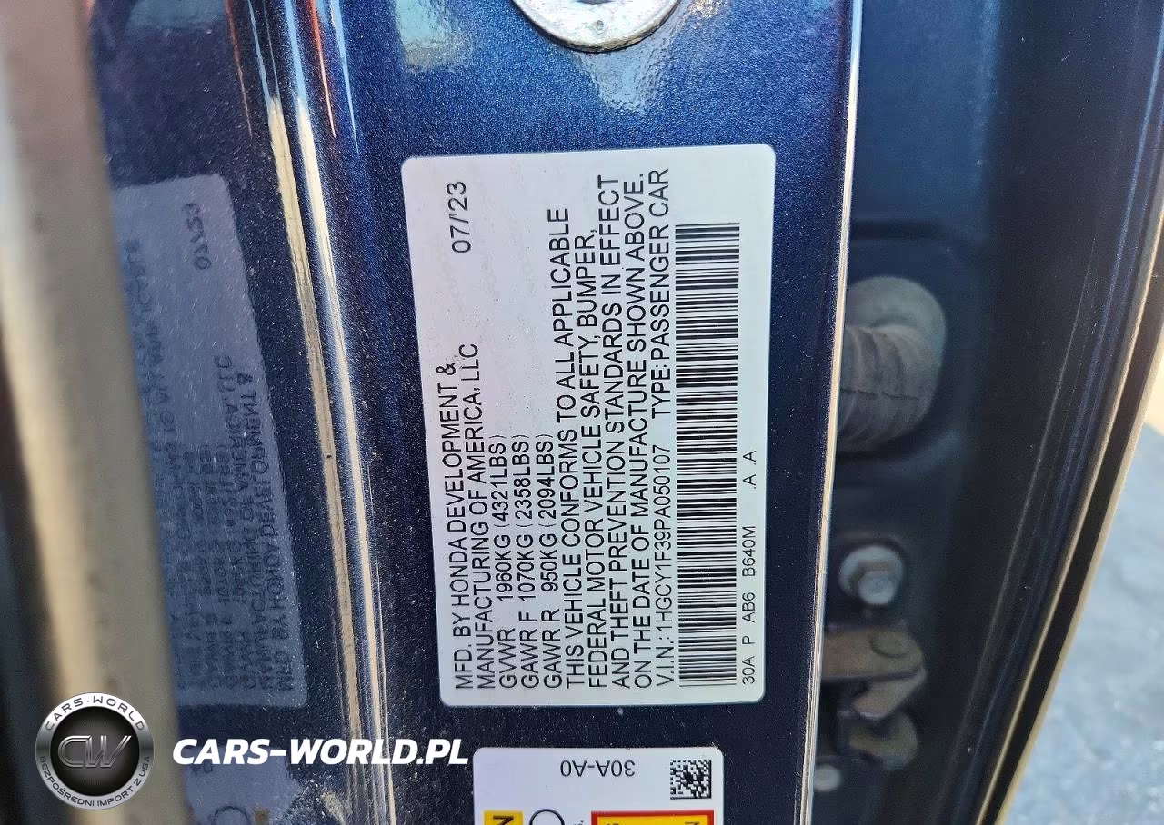 2023 Honda Accord Ex VIN:1HGCY1F39PA050107 - 12