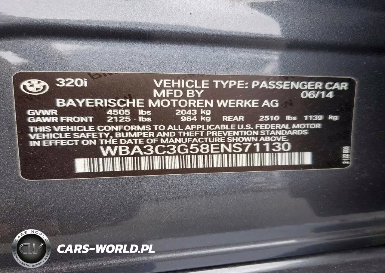 2014 BMW 320 I xDrive VIN:WBA3C3G58ENS71130 - 12