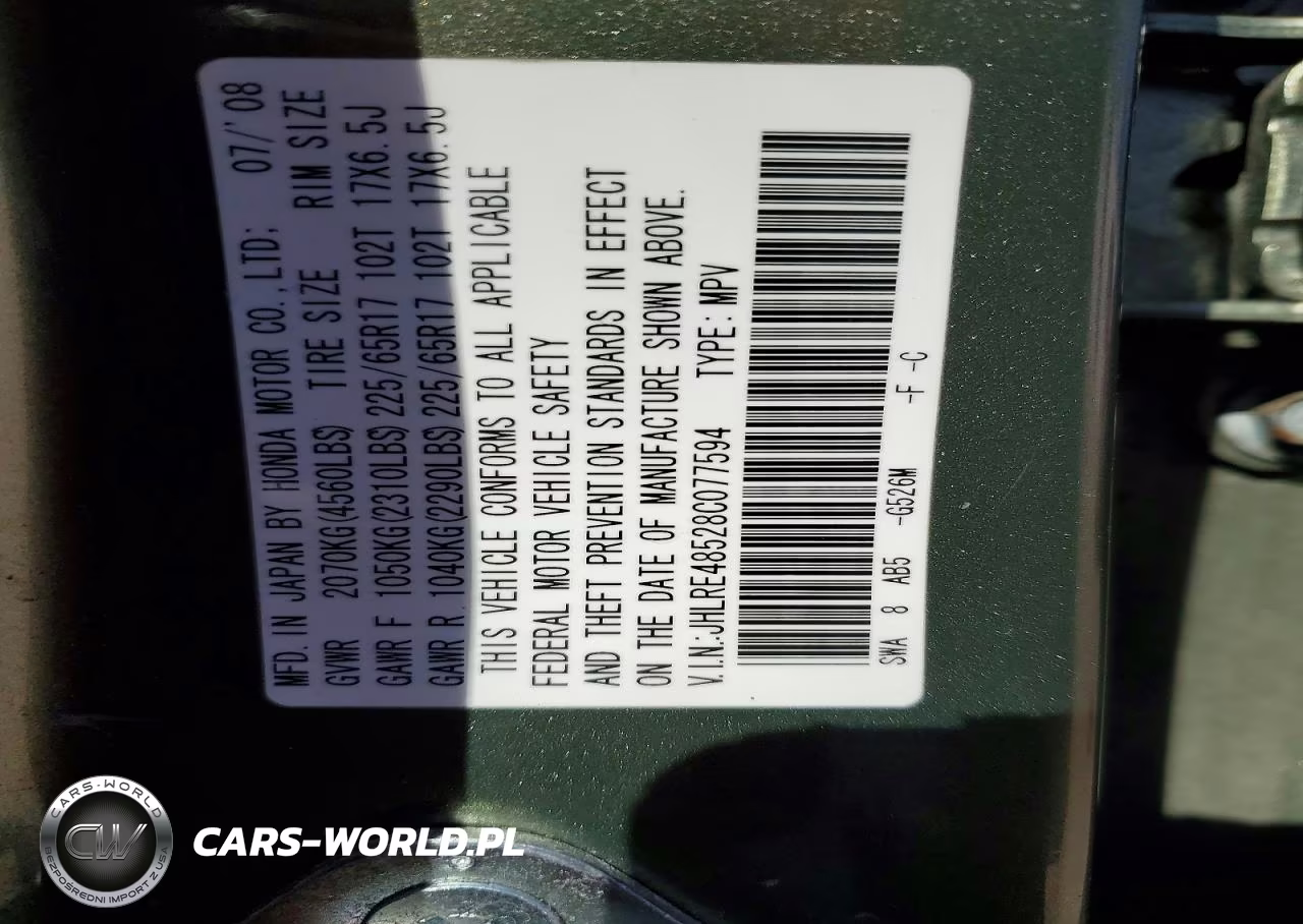2008 Honda Cr-V Ex VIN:JHLRE48528C077594 - 13