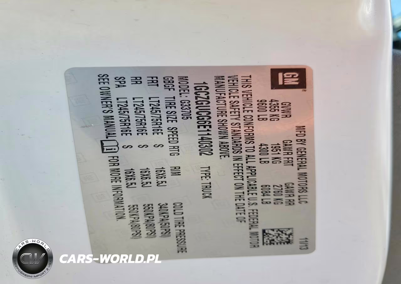 2014 Chevrolet Express VIN:1GCZGUCG6E1140302 - 13
