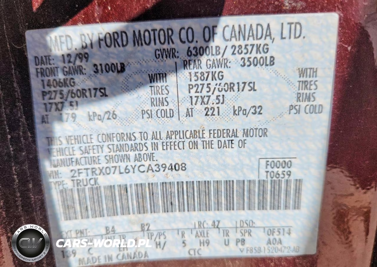 2000 Ford F150 VIN:2FTRX07L6YCA39408 - 13