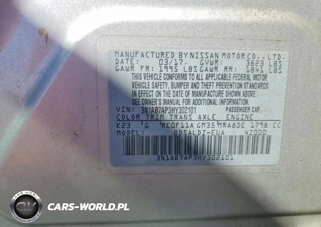 2017 Nissan Sentra Sv VIN:3N1AB7AP3HY302101 - 13