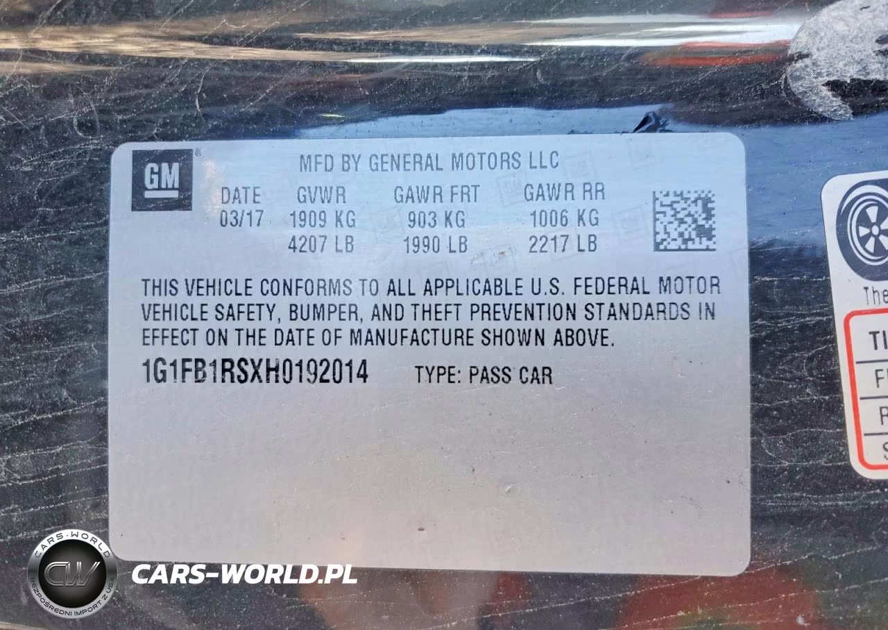 2017 Chevrolet Camaro Lt VIN:1G1FB1RSXH0192014 - 12
