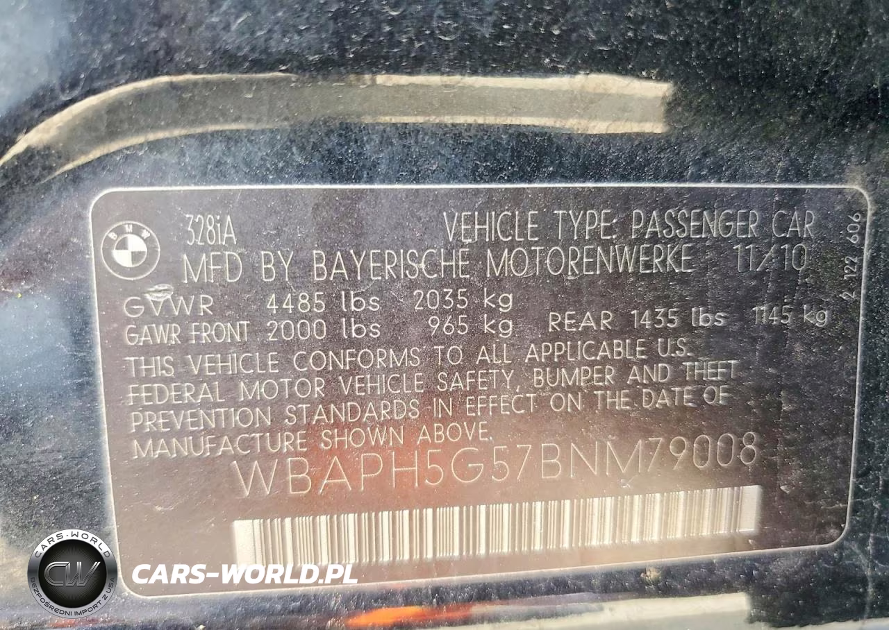2011 BMW 328I VIN:WBAPH5G57BNM79008 - 12