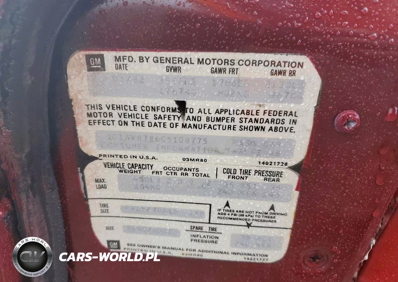 1982 Chevrolet Corvette VIN:1G1AY8786C5108775 - 12