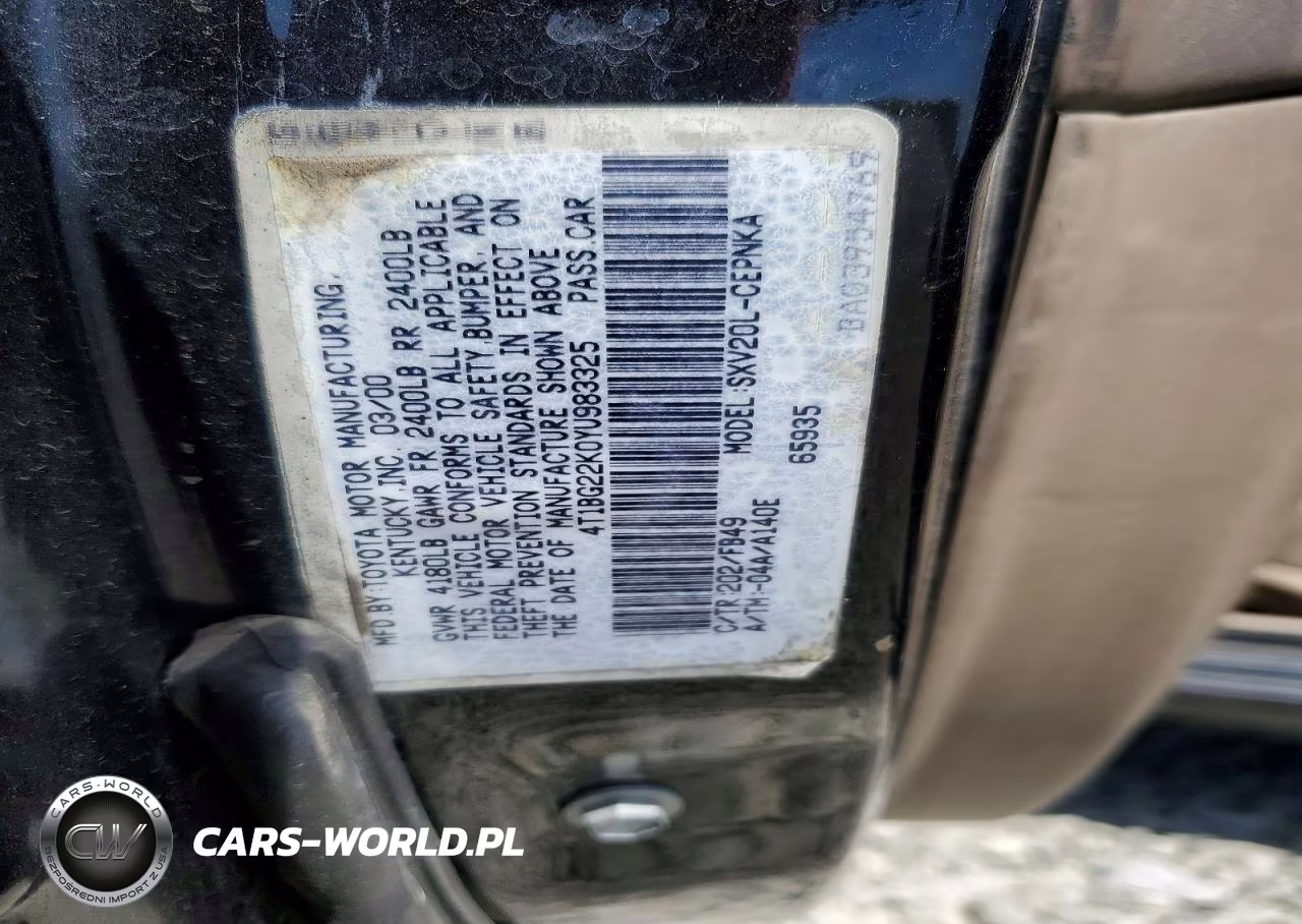 2000 Toyota Camry Le VIN:4T1BG22K0YU983325 - 13