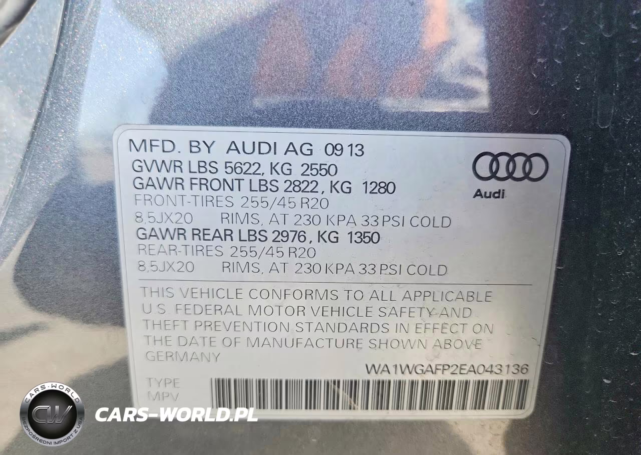 2014 Audi Q5 Prestige VIN:WA1WGAFP2EA043136 - 13
