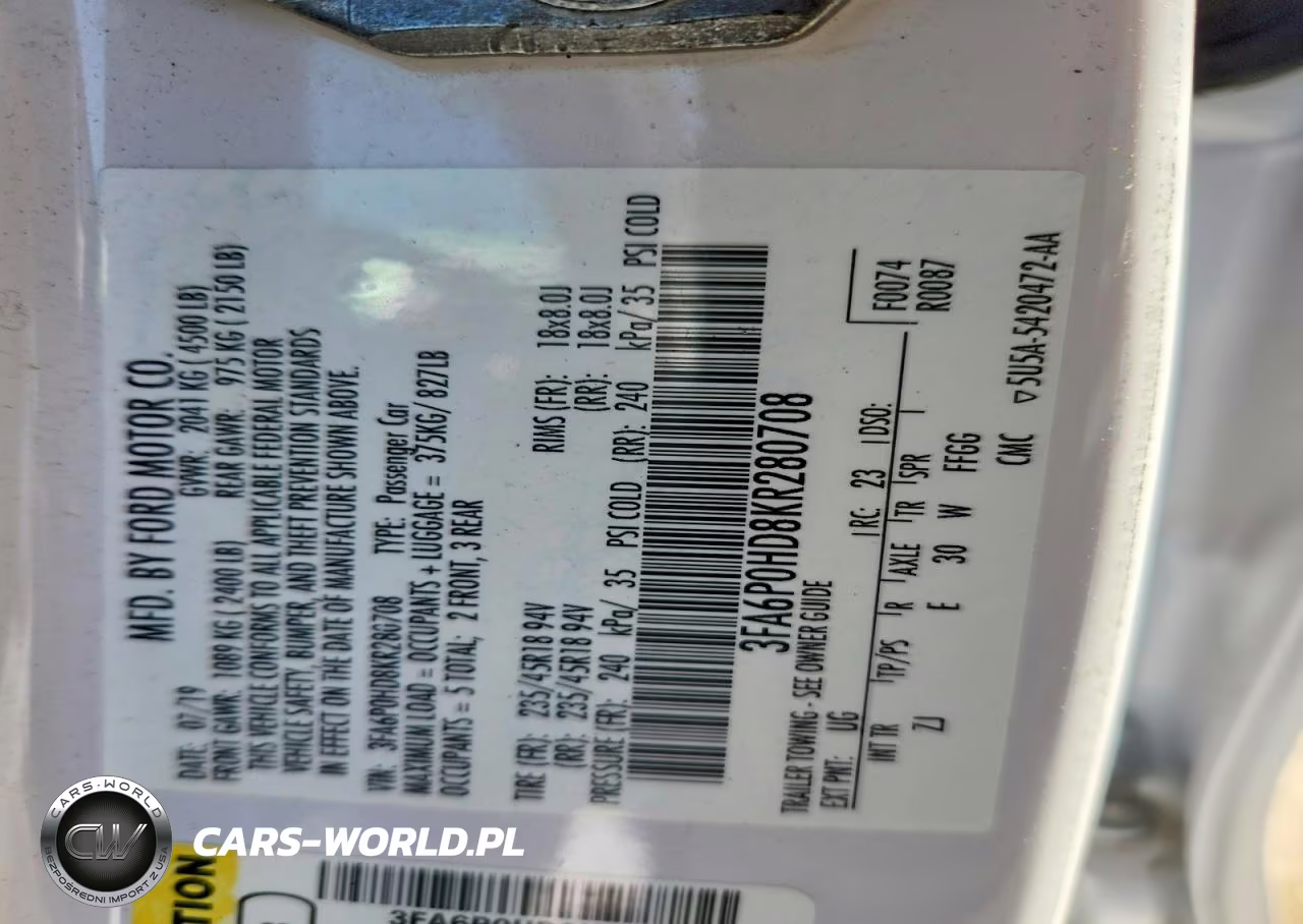 2019 Ford Fusion Se VIN:3FA6P0HD8KR280708 - 12