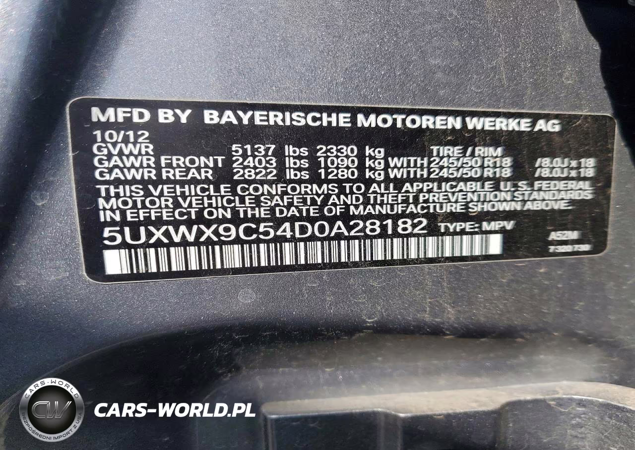 2013 BMW X3 xDrive28I VIN:5UXWX9C54D0A28182 - 13