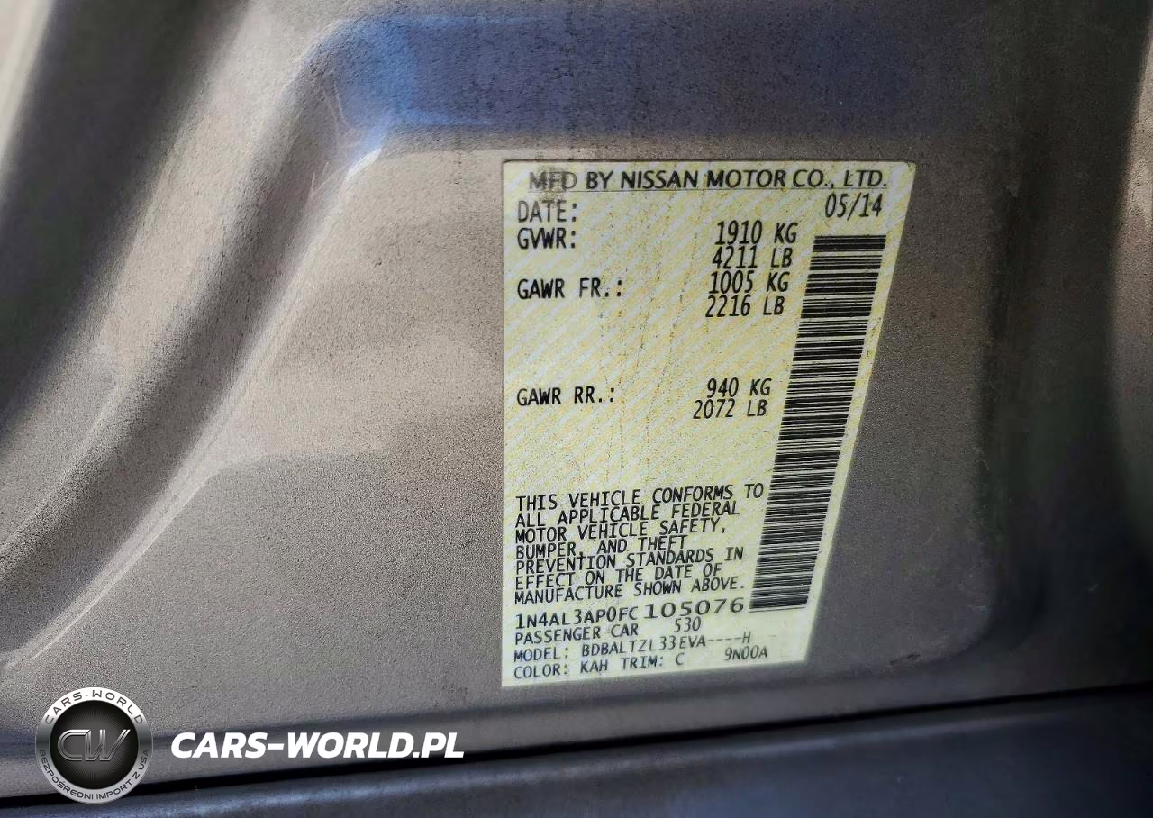 2015 Nissan Altima 2.5 Sl VIN:1N4AL3AP0FC105076 - 13