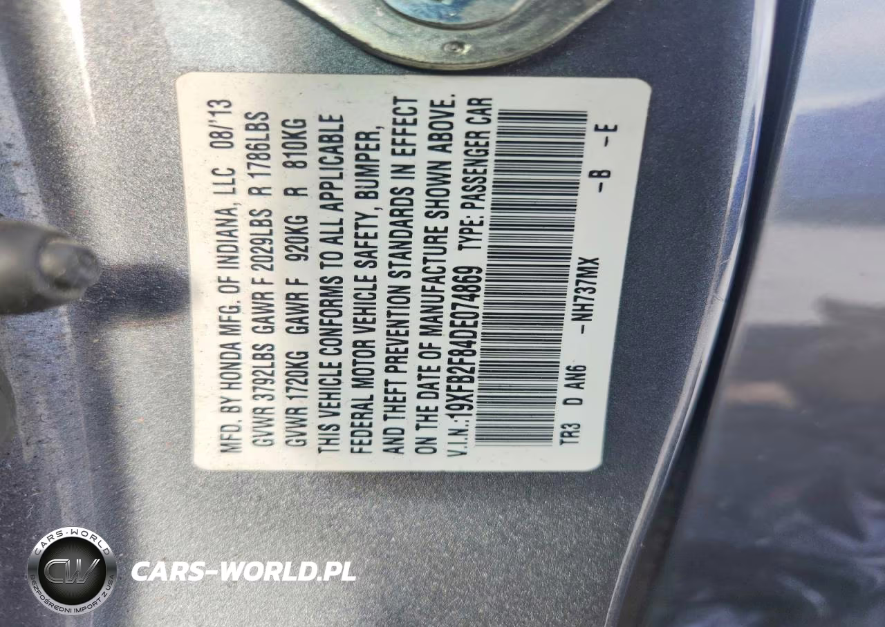 2013 Honda Civic Ex VIN:19XFB2F84DE074869 - 12