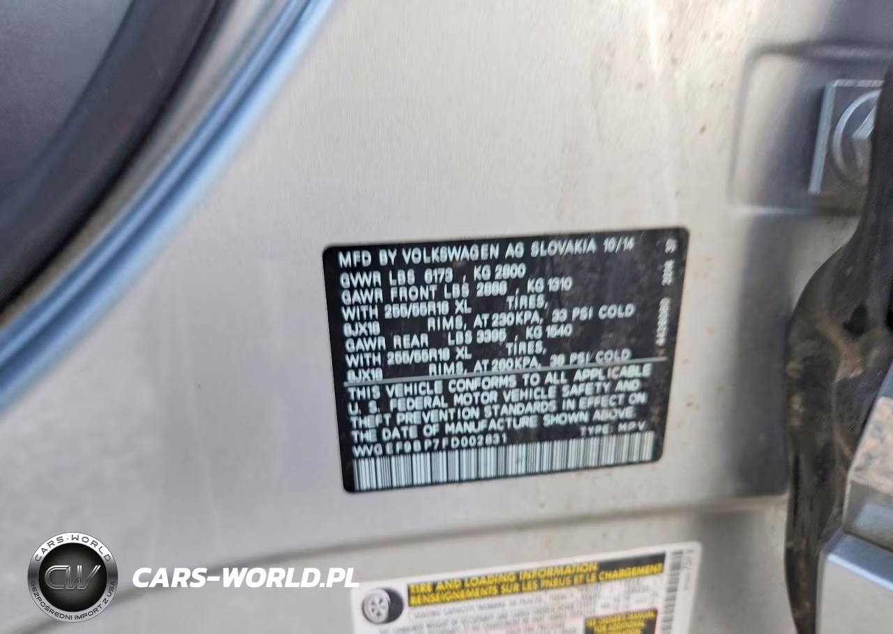 2015 Volkswagen Touareg V6 VIN:WVGEF9BP7FD002831 - 14