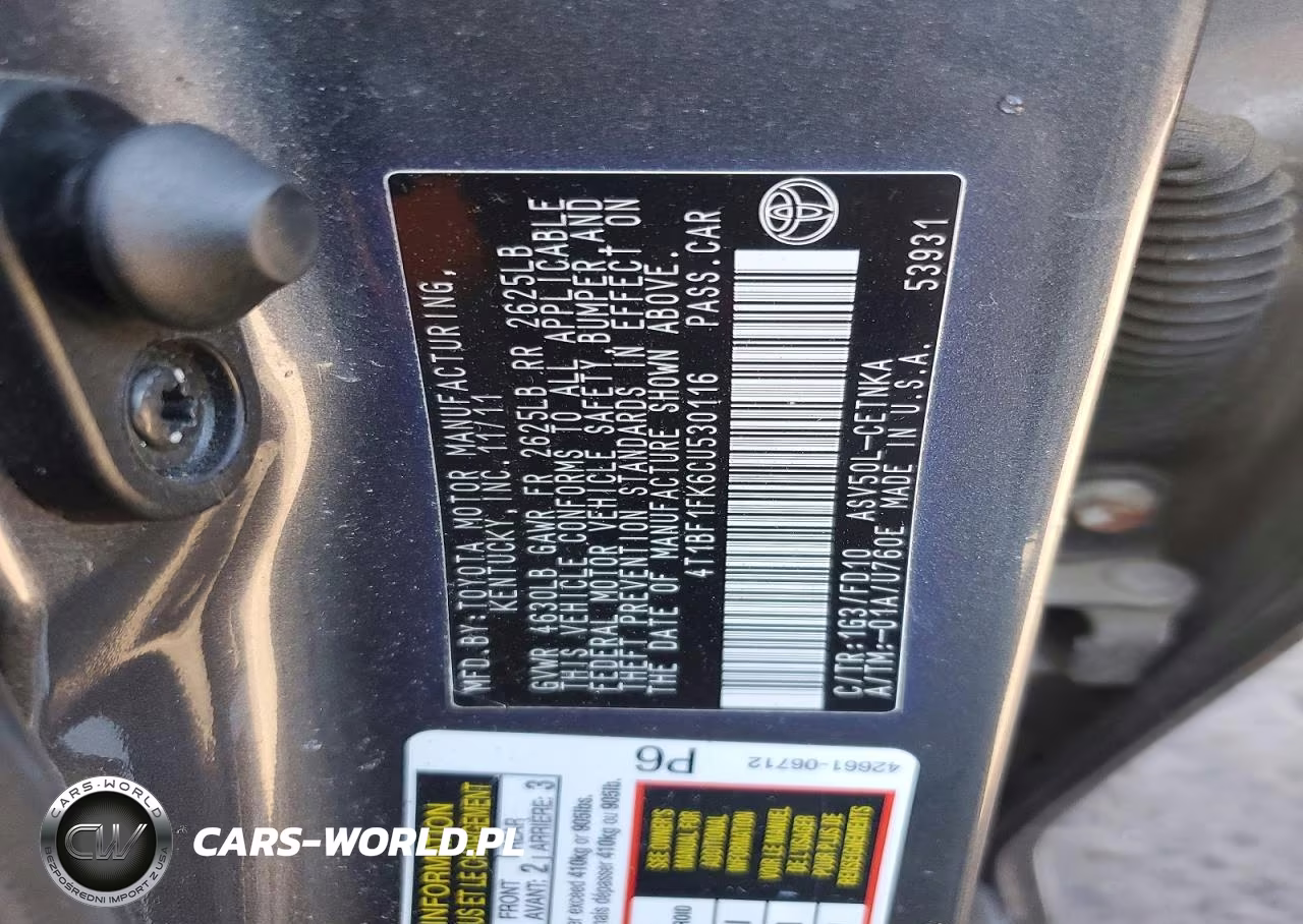 2012 Toyota Camry Le VIN:4T1BF1FK6CU530116 - 13