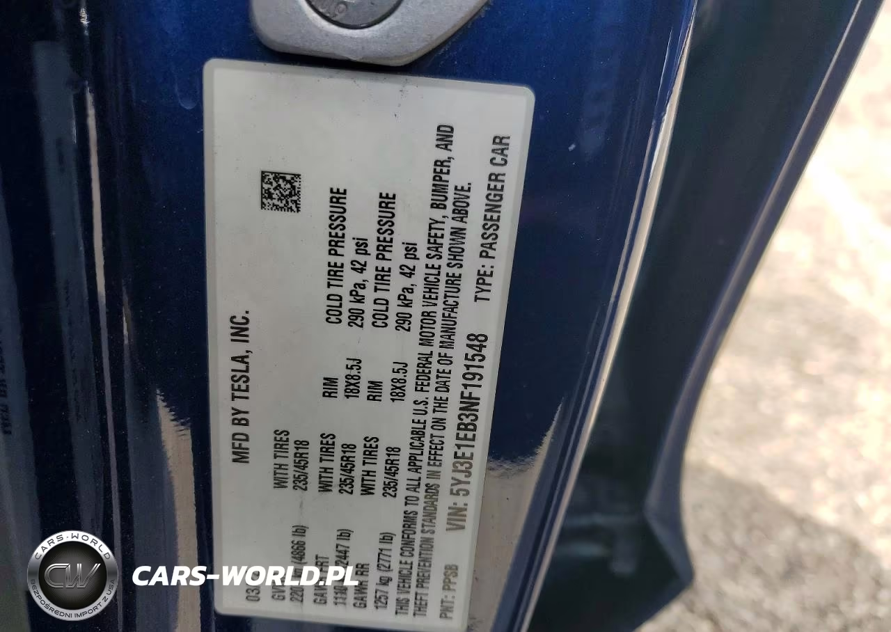 2022 Tesla Model 3 VIN:5YJ3E1EB3NF191548 - 12
