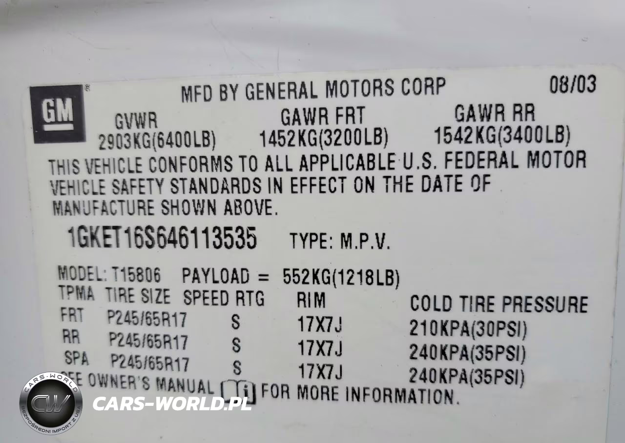 2004 GMC Envoy Xl VIN:1GKET16S646113535 - 13