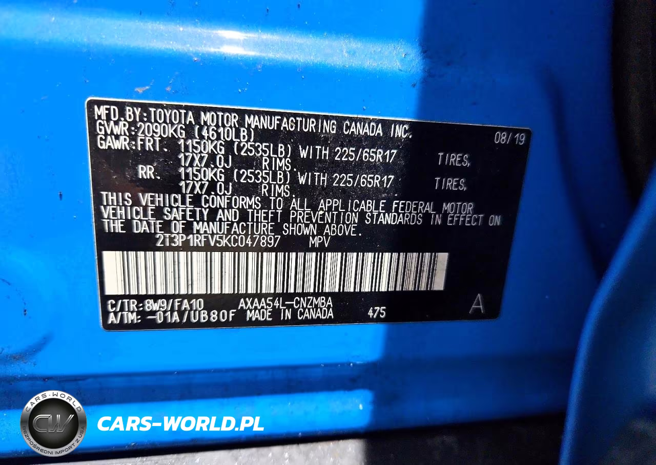 2019 Toyota Rav4 Xle VIN:2T3P1RFV5KC047897 - 13