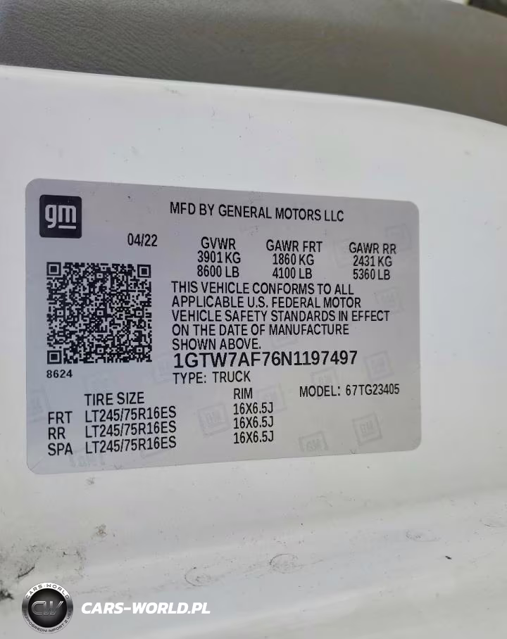 2022 GMC Savana G2500 VIN:1GTW7AF76N1197497 - 13