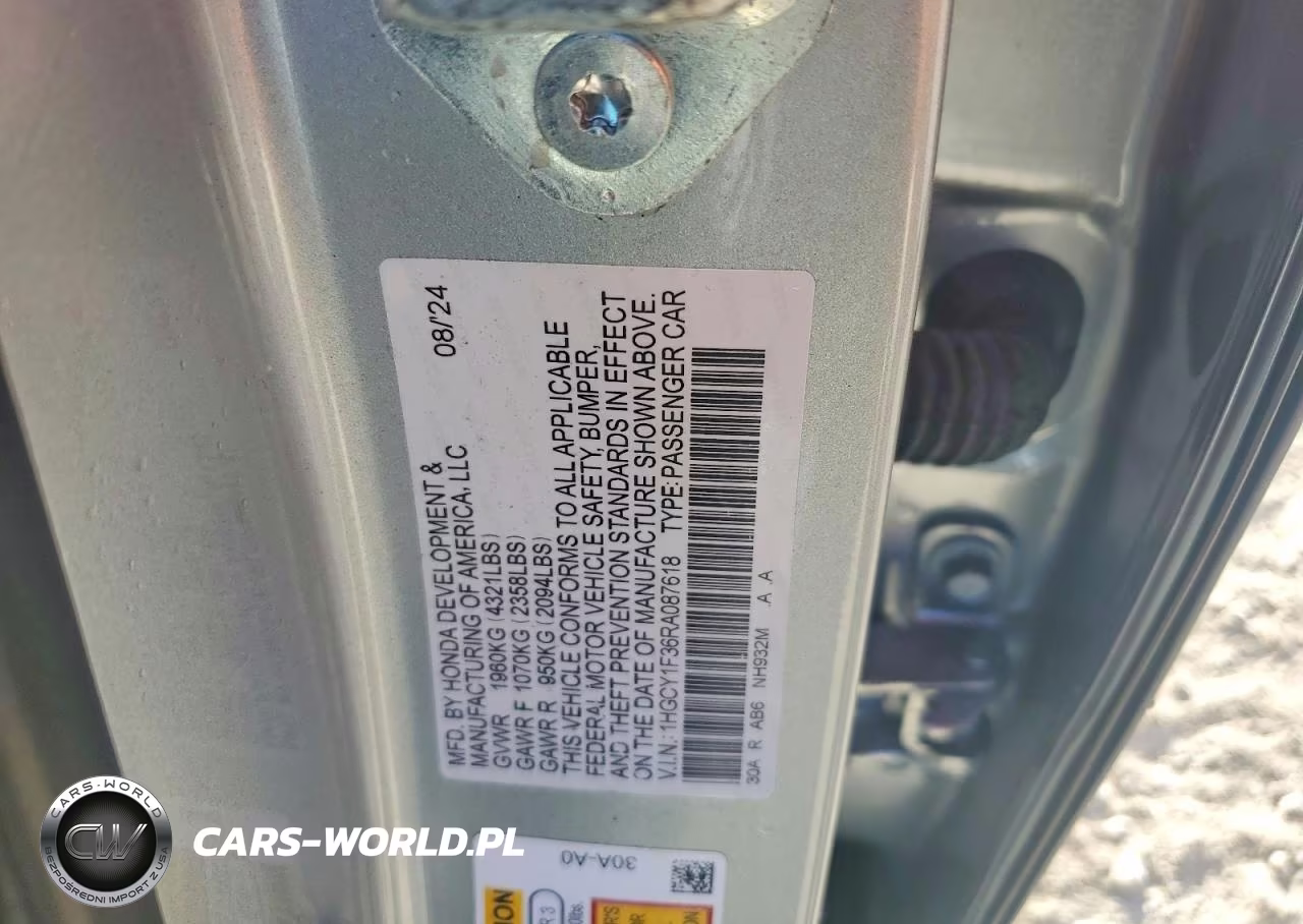 2024 Honda Accord Ex VIN:1HGCY1F36RA087618 - 12