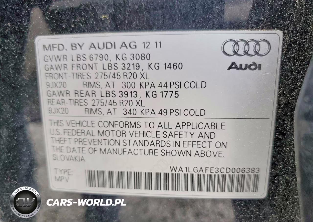 2012 Audi Q7 Premium Plus VIN:WA1LGAFE3CD006383 - 13