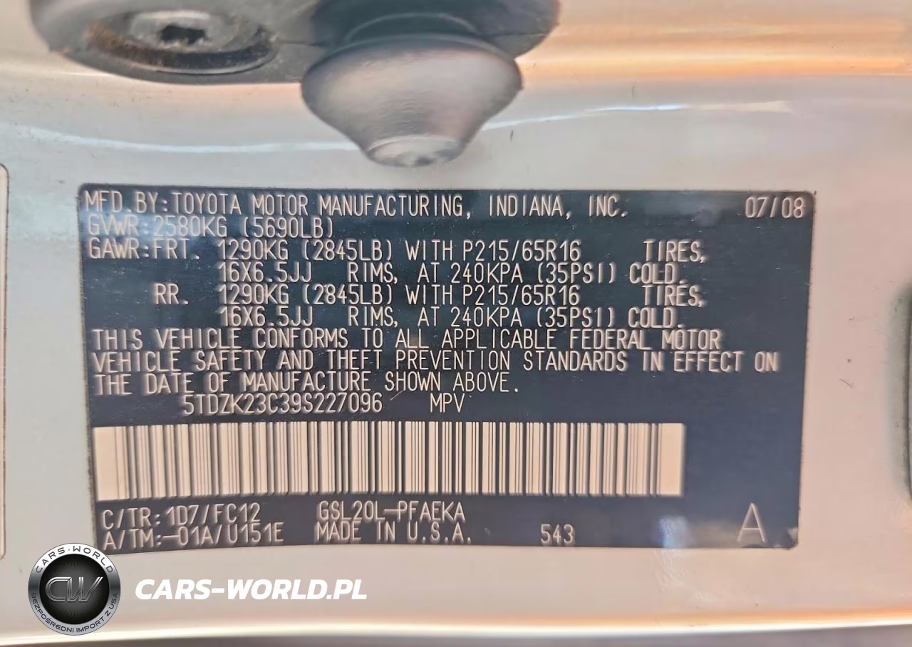 2009 Toyota Sienna Le 7-Passenger VIN:5TDZK23C39S227096 - 13