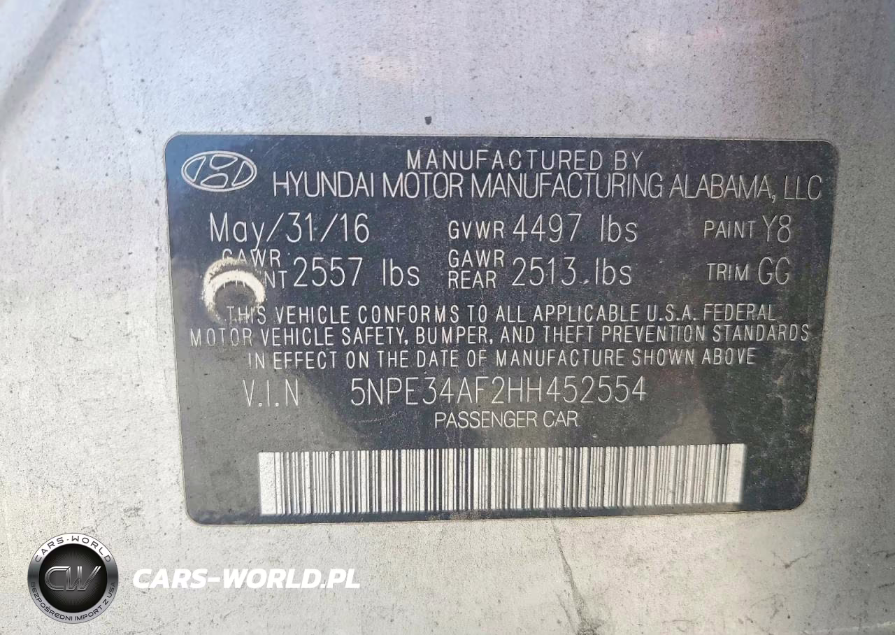 2017 Hyundai Sonata Sport VIN:5NPE34AF2HH452554 - 12