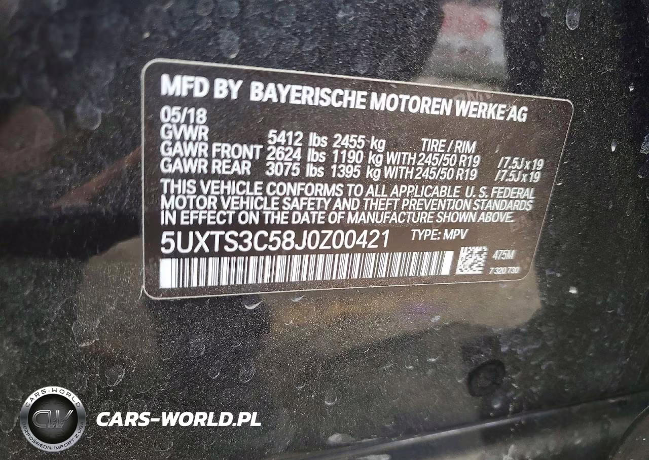2018 BMW X3 xDrivem40I VIN:5UXTS3C58J0Z00421 - 12