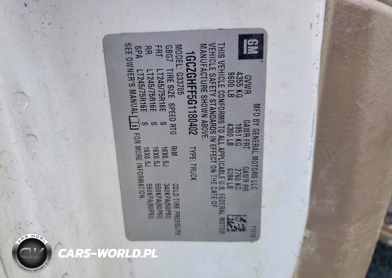 2016 Chevrolet Express Cargo Ext Delivery Van VIN:1GCZGHFF5G1180402 - 13