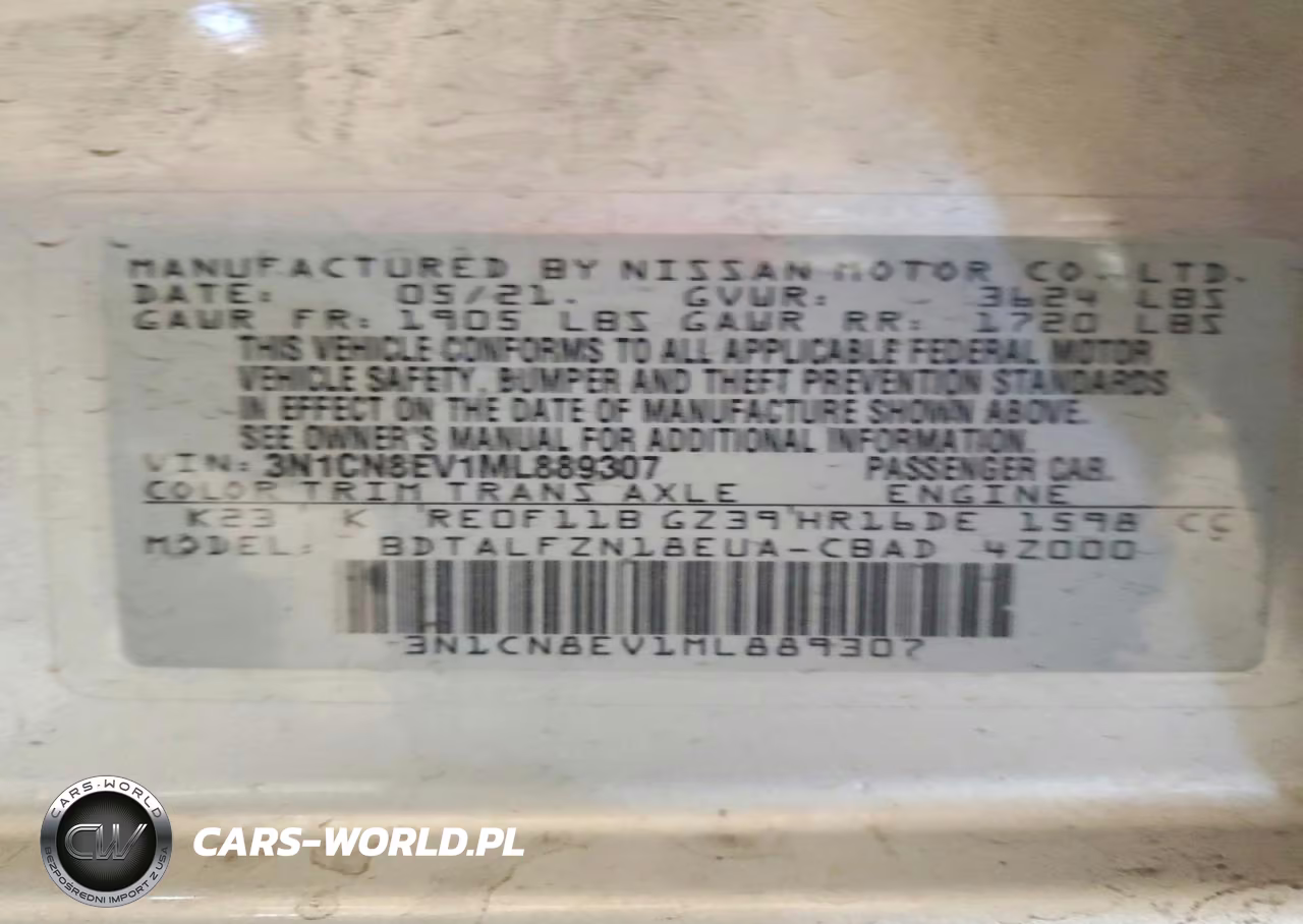2021 Nissan Versa Sv VIN:3N1CN8EV1ML889307 - 13