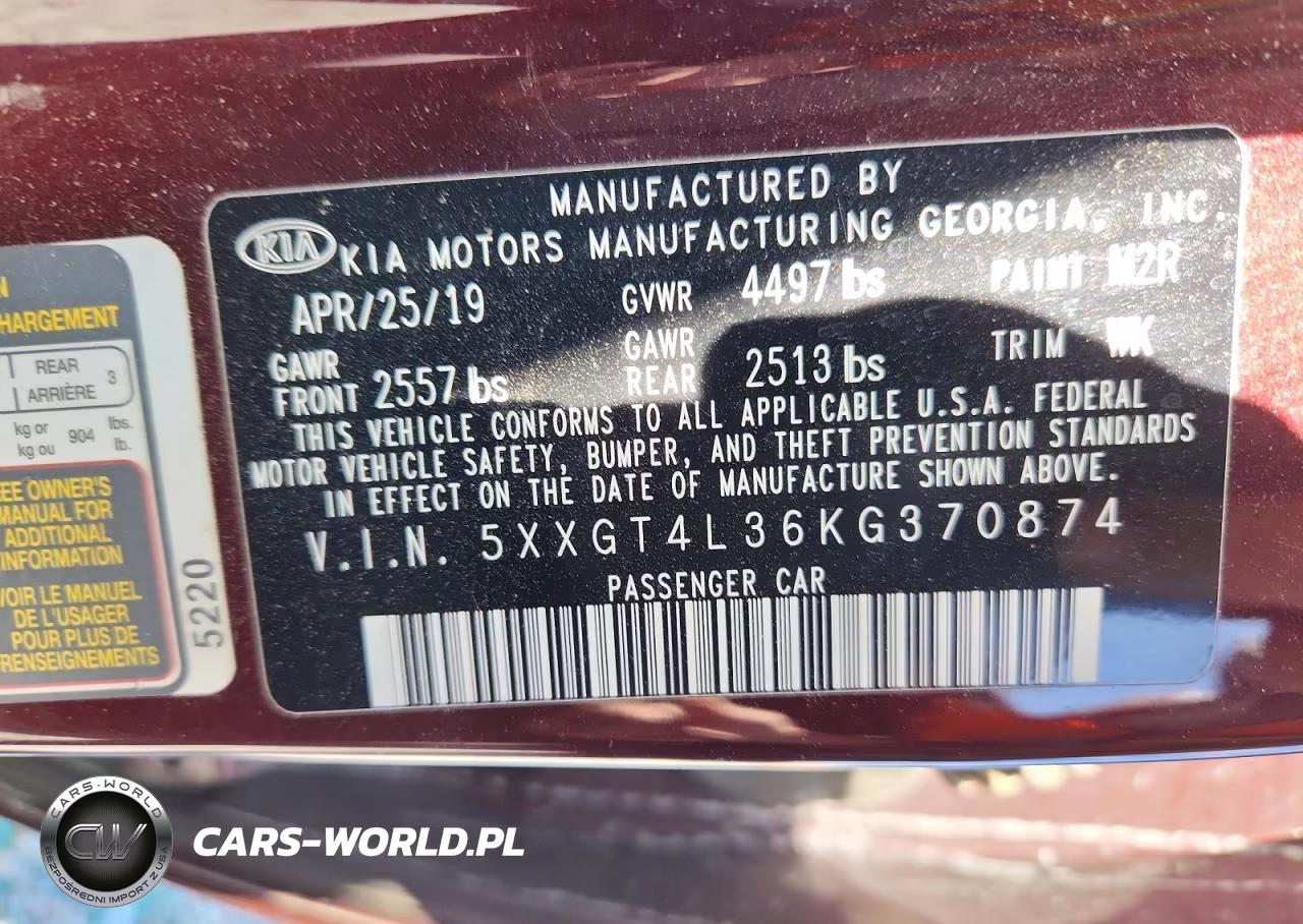 2019 Kia Optima Lx VIN:5XXGT4L36KG370874 - 12