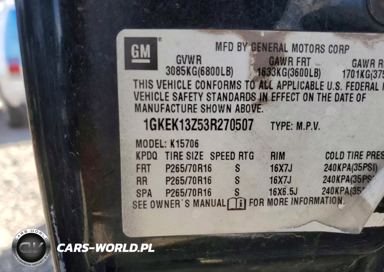 2003 GMC Yukon VIN:1GKEK13Z53R270507 - 13