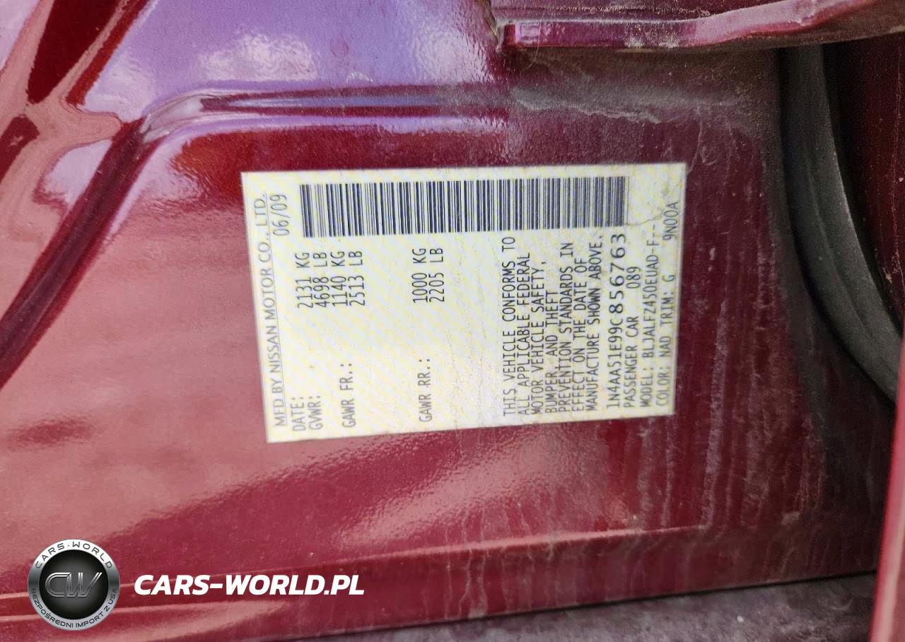 2009 Nissan Maxima 3.5 S VIN:1N4AA51E99C856763 - 12