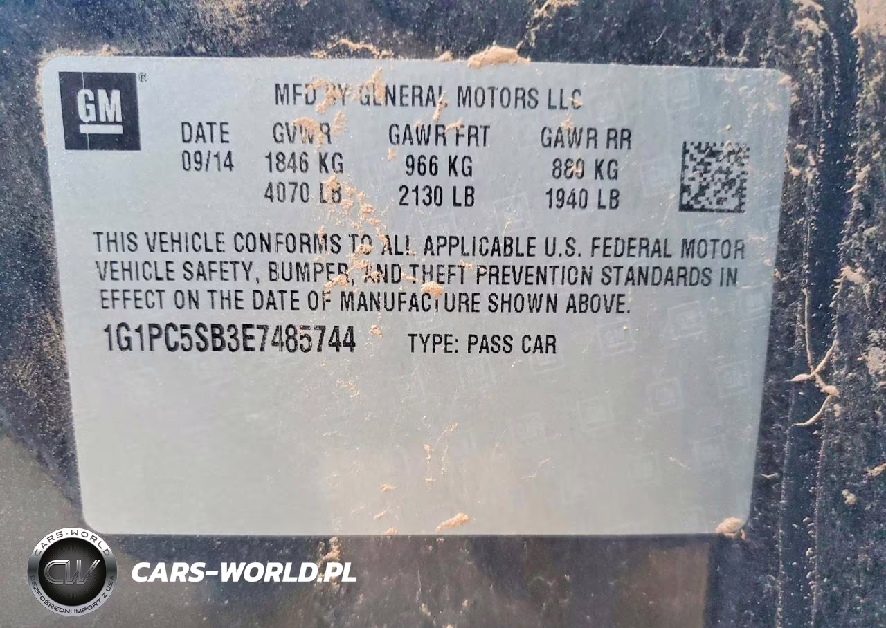 2014 Chevrolet Cruze Lt VIN:1G1PC5SB3E7485744 - 13