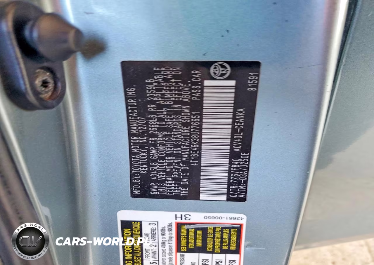 2008 Toyota Camry Le VIN:4T1BE46K38U776651 - 12