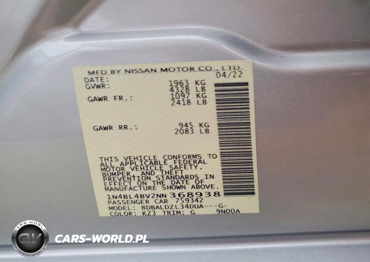 2022 Nissan Altima S VIN:1N4BL4BV2NN368938 - 13