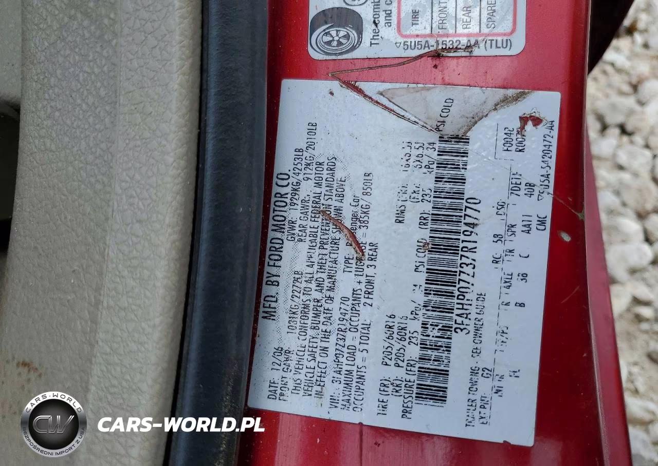 2007 Ford Fusion Se VIN:3FAHP07Z37R194770 - 13