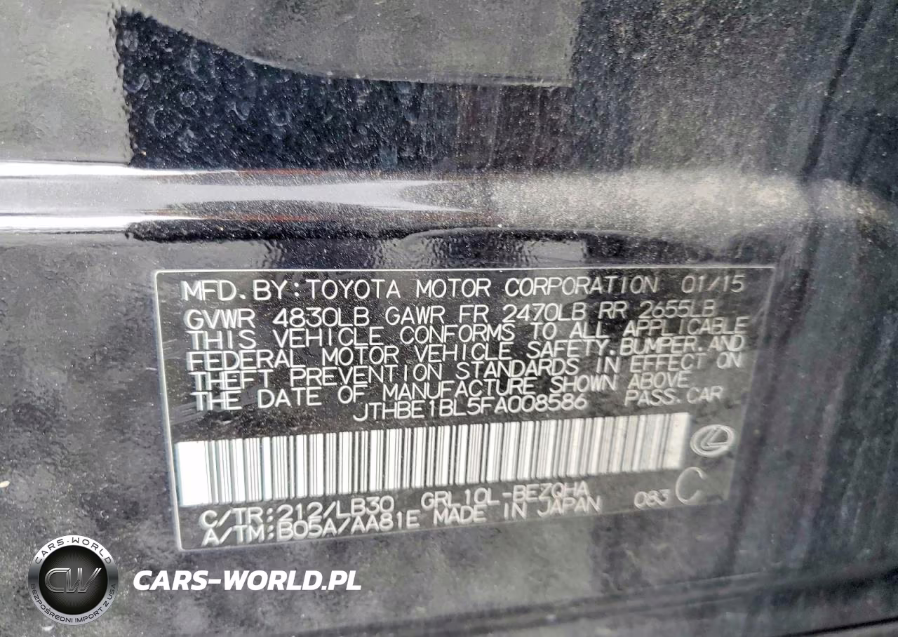 2015 Lexus Gs 350 VIN:JTHBE1BL5FA008586 - 12