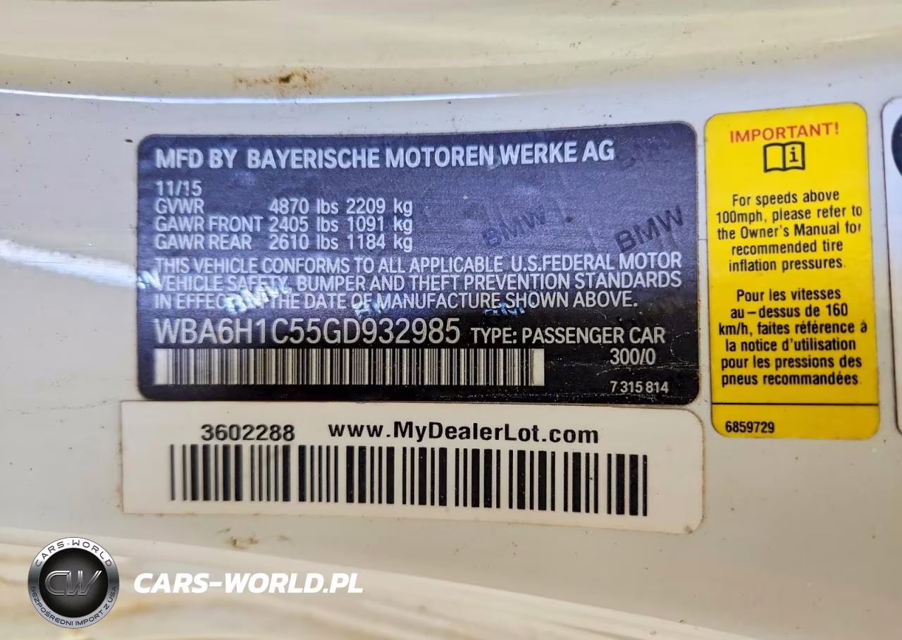 2016 BMW 640 I VIN:WBA6H1C55GD932985 - 12