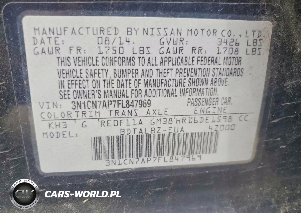 2015 Nissan Versa 1.6 Sv VIN:3N1CN7AP7FL847969 - 12